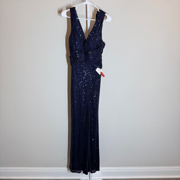 Ieena For Mac Duggal Dresses & Skirts - Ieena Mac Duggal Dress 6 Blue Sequin Sleeveless Formal Gown Prom Evening MOB